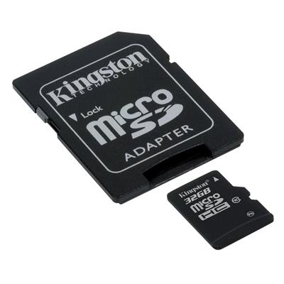 Kingston microSDHC 32 Go Class 10 + adaptateur SDHC